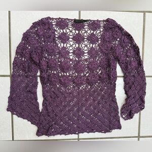The Limited Purple Crochet Knit Top size Small